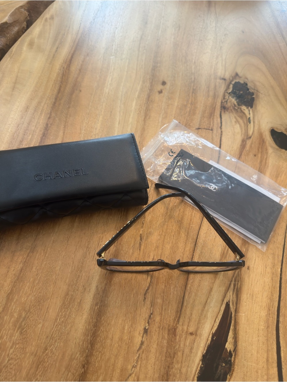 CHANEL 5408 Black Acetate Glasses with Gold Logo - Picture 8 of 11